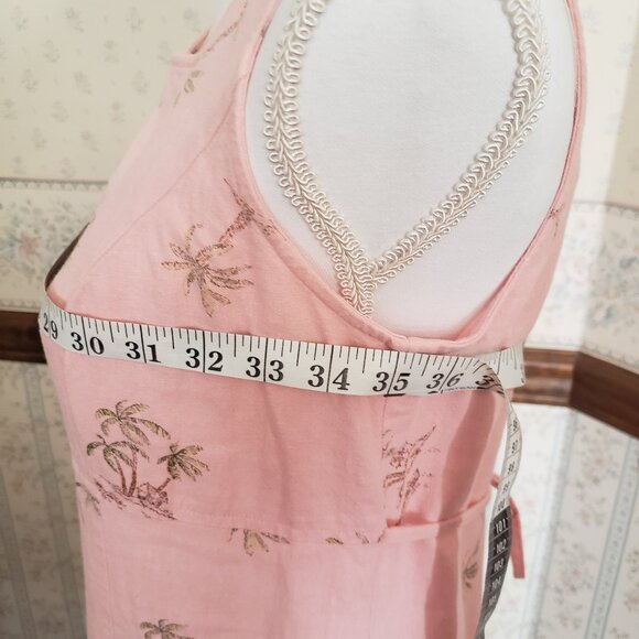 SAG HARBOR VTG PETITE PALE PINK PALM TREE DRESS WITH MATCHING CARDIGAN SWEATER - Picture 8 of 14